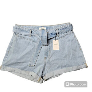Forever 21 Denim Cuffed Belt Shorts